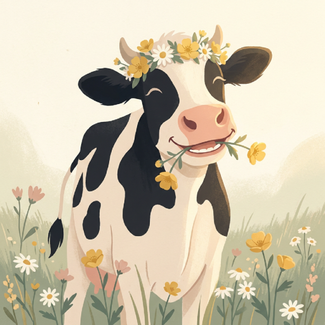 Buttercup wearing a flower crown
