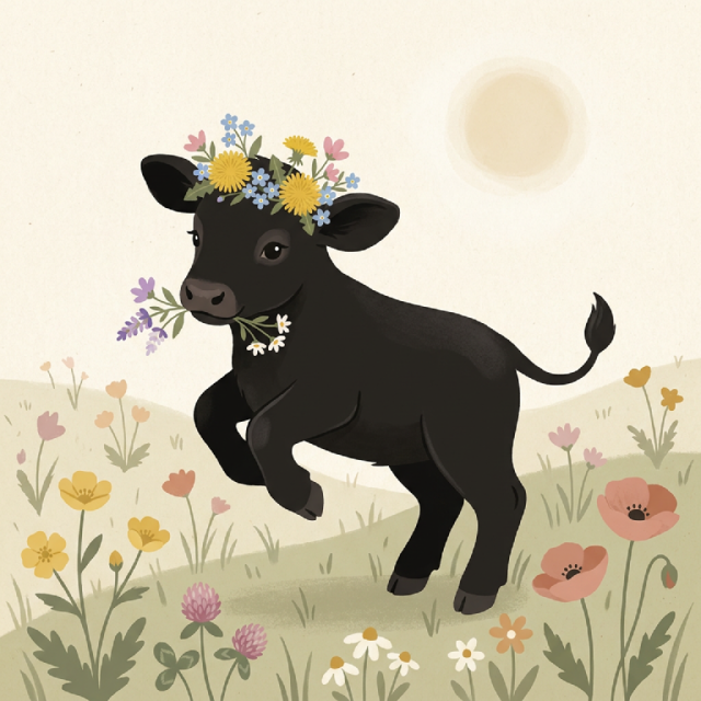 Pip wearing a flower crown